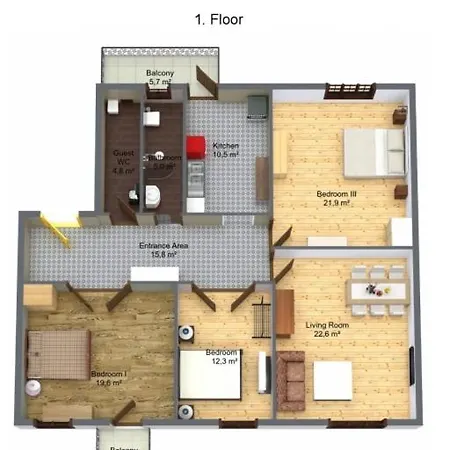 Center Stylish 3 Bedroom