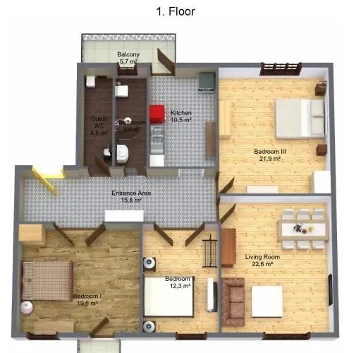 Center Stylish 3 Bedroom